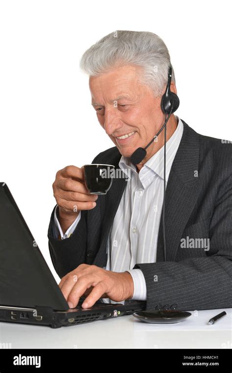 Mature Man Using Laptop Stock Photo Alamy