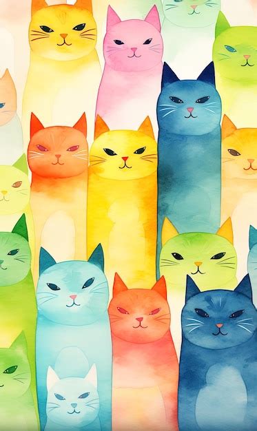 Premium Photo A Colorful Picture Of A Group Of Cats With A Colorful