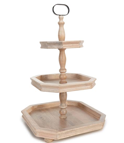 Southern Living Burnt White Washed 3 Tier Square Wood Server Dillards