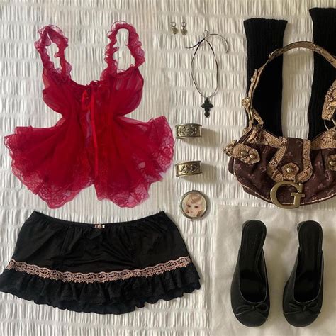 Y K Lace Coquette Red Lingerie Top Depop