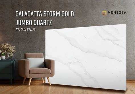 Calacatta Storm Gold Jumbo Quartz In Stock Venezia Surfaces Venezia