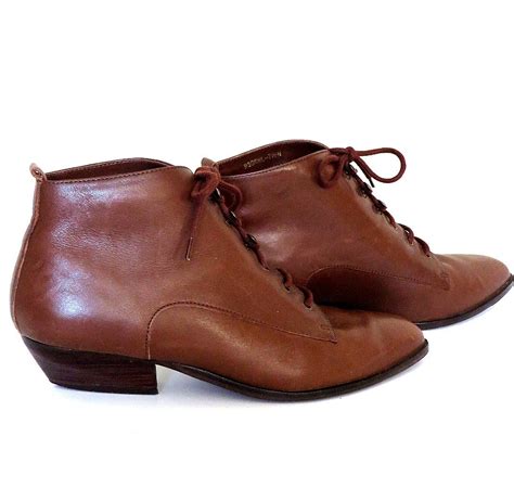 Womens Boots 1990s Ankle Boots Brown Leather by vintageandmore