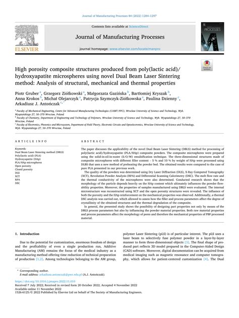 Pdf High Porosity Composite Structures Produced From Poly Lactic Acid