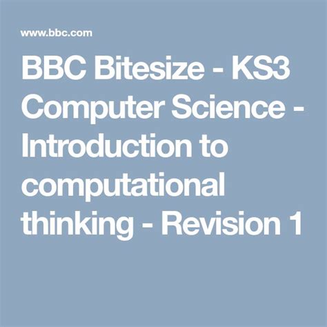 BBC Bitesize KS3 Computer Science Introduction To Computational