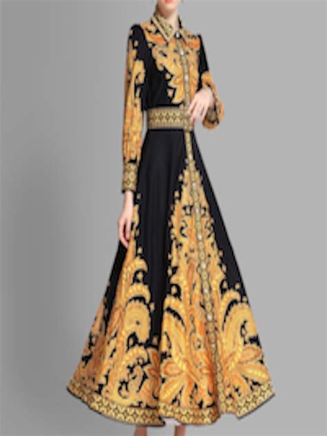 Buy Jc Collection Women Black Gold Toned Ethnic Motifs Maxi Dress