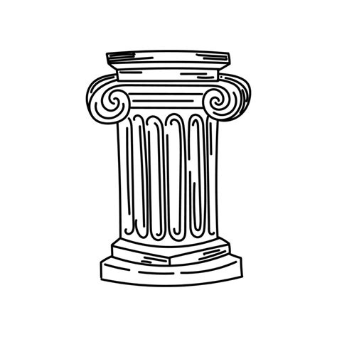 Greek column, hand-drawn sketch style doodle. Ancient Greece. Ionic ...