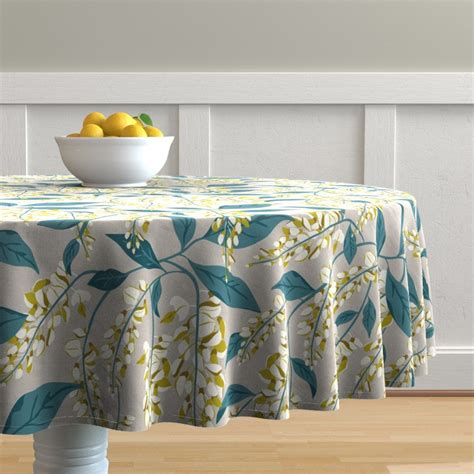 Flowers Round Tablecloth Wisteria Vines Large Scale By Etsy