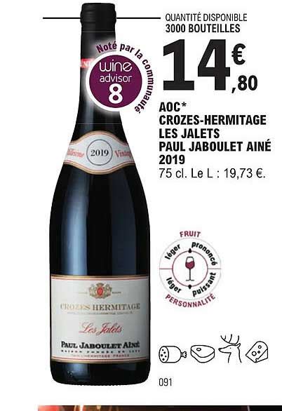 Promo Aoc Crozes Hermitage Les Jalets Paul Jaboulet Ain Chez E