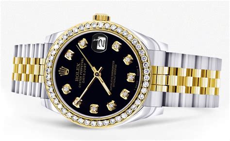 Womens Diamond Gold Rolex Watch | Diamond Bezel | 31MM | Black Diamond ...