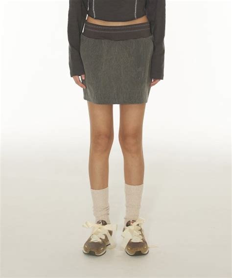 MUSINSA DEARSTALKER Witty Stitch Mini Skirt Charcoal