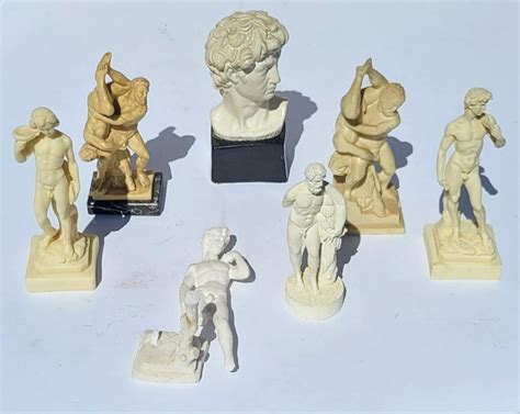 At Auction Classical Menagerie Of 7 Vintage Cabinet Nude Male Statues Sculptures All Cast Or