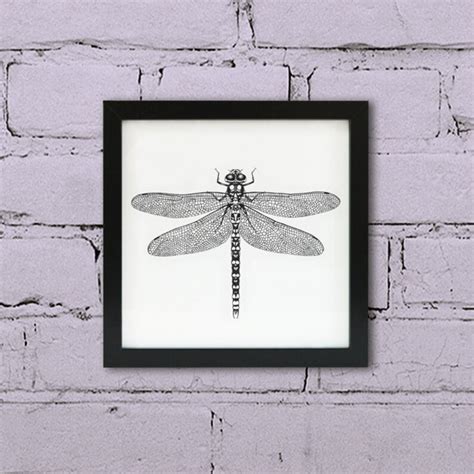 Framed Dragonfly Print Dragonfly Wall Art Wildlife Black Ink Etsy