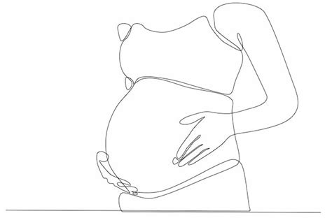 Premium Vector Continuous Line Drawing Of Pregnant Woman Vector Illustration Premium Vector