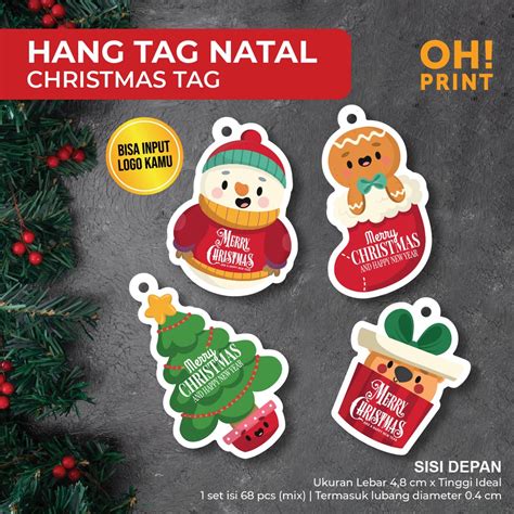 Jual 68 PCS Hang Tag Natal Custom Unik Hang Tag Christmas Custom Logo