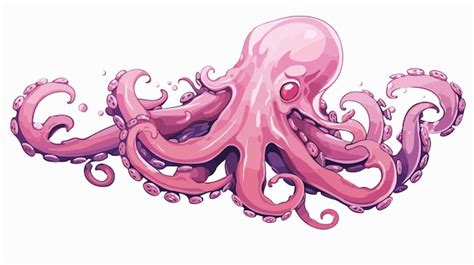 Playful Retro Cartoon Pink Tentacle Vector Illustration Premium Ai