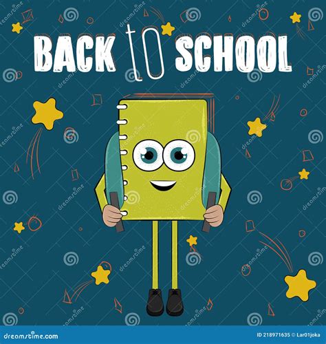 Happy Notebook With A Bag Going Back To School Stock Vector