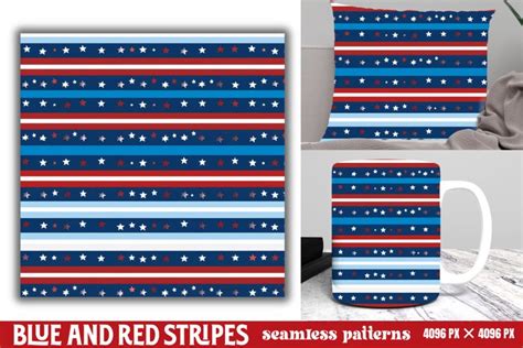 Blue And Red Stripes Seamless Pattern