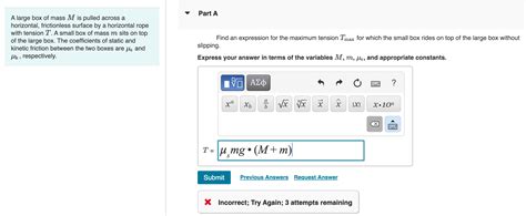 Solved A Large Box Of Mass M Is Pulled Across A Chegg