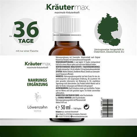 Kräutermax Löwenzahnwurzel Tropfen Extrakt aus Taraxacum officinale 50