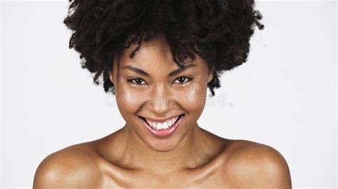 Cheerful African American Woman With Naked Stock Image Image Of