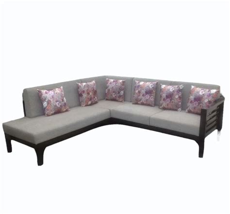 Teak Wood 6 Seater Grey L Shape Sofa Set At Rs 20000 In New Delhi ID