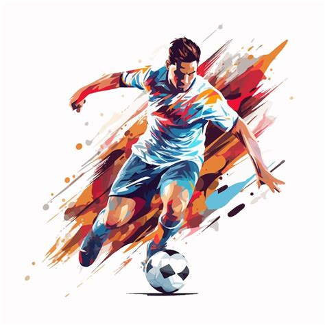 Vector De Futebol Jogador Quick Shooting A Ball Vetor Premium