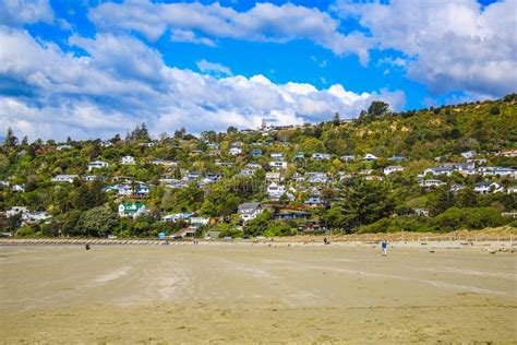 View Over Nelson And The Beach South Island New Zealand Stock Photo