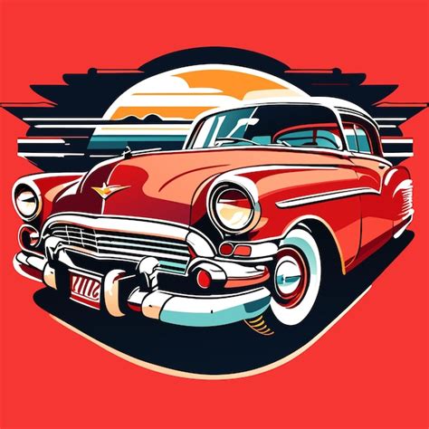 Ilustración de coches clásicos vintage Vector Premium