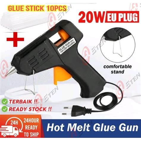 20W Electric Heating Hot Melt Glue Gun Trigger 10pcs 7mm Melt Glue Sticks DIY Shopee Malaysia