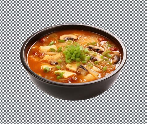 Premium PSD So Yummy Hot And Sour Soup Isolated On Transparent Background