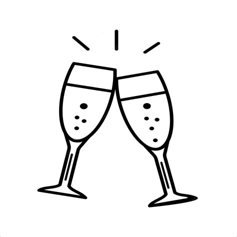 Premium Vector A Black And White Drawing Of Two Champagne Glasses