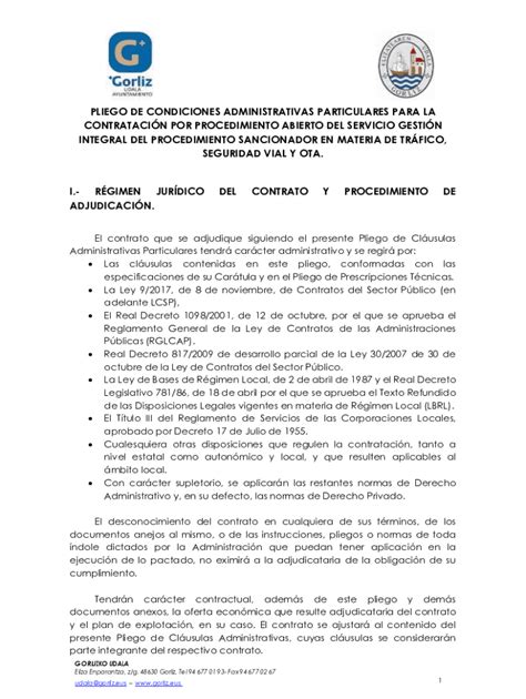 Completable En línea pliego de clasulas administrativas particulares