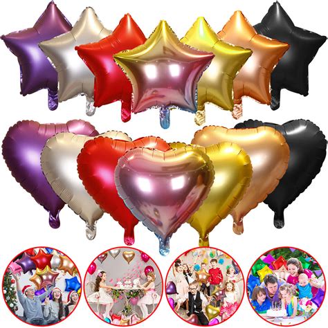 Pcs Heart Shape Foil Mylar Balloons Helium Star Balloons For Wedding