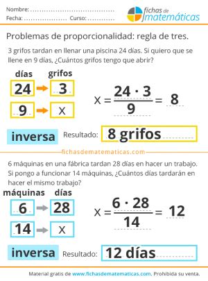 Regla De Tres Simple Directa E Inversa Ejercicios Y Problemaspdf