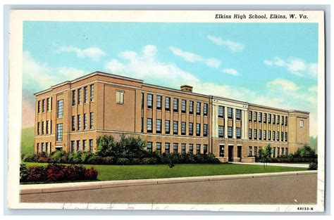 C1940 Elkins High School Exterior Building Elkins West Virginia Vintage