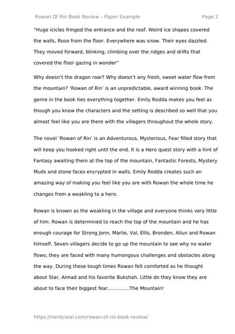 Rowan Of Rin Book Review - 433 Words - NerdySeal