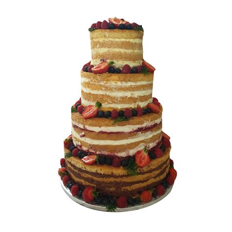 Tort weselny piętrowy wzór Nc02 Naked Cake z owocami Cukiernia