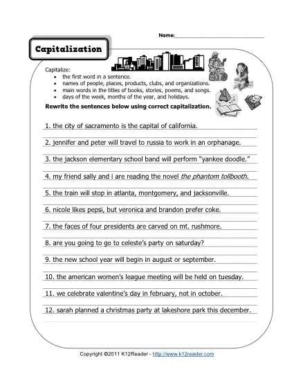 Capitalization Rules Nd Grade