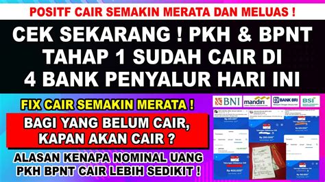 CEK SEKARANG PKH DAN BPNT TAHAP 1 CAIR SEMUA DI 4 BANK PENYALUR HARI