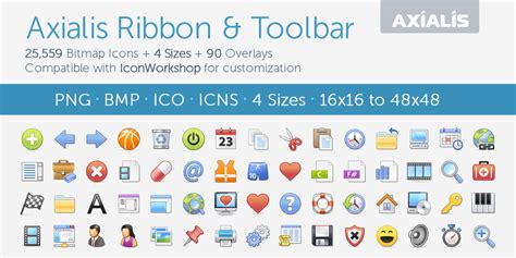 Axialis Ribbon & Toolbar Toolbar Icons - 20 Sets - 25559 Icons for ...