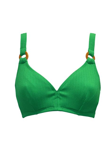 Cali Ribbed Texture Hidden Underwired Bikini Top In Green Pour Moi