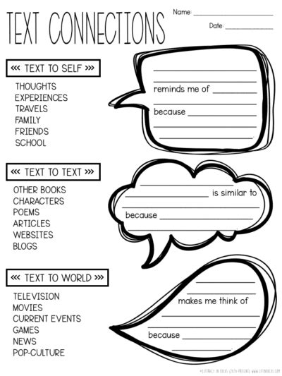 Text Connections Graphic Organizer Pdf Literacy In Focus