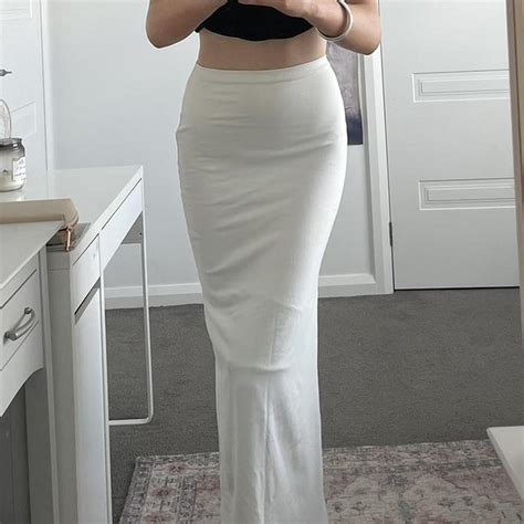 Glassons White Maxi Skirt Size Small Can Show Dark Depop