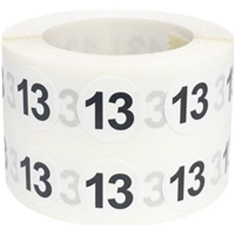 Circle Dot Number 13 Stickers 05 Inch Round 1000 Labels On A Roll