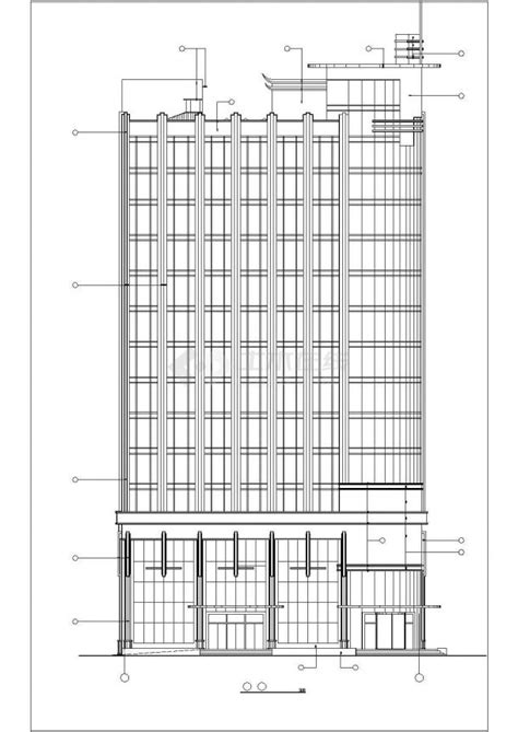 成都市某街道14层框架机构商住楼立剖面设计cad图纸（1 3层商用）住宅小区土木在线