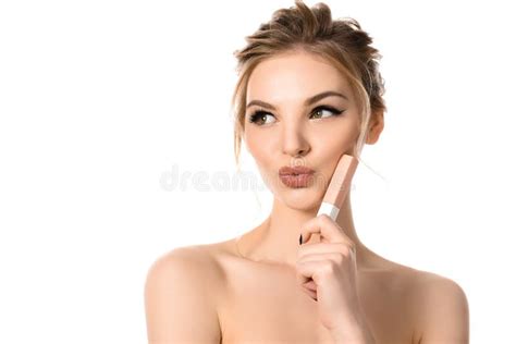 Naked Beautiful Blonde Woman Holding Beige Stock Photo Image Of Face Naked 193182728