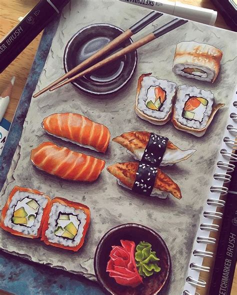 Я очень давно порывалась нарисовать суши!🍱🥢🤤 НО! По причине ...