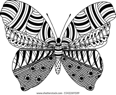 Vector Coloring Page Butterfly Zentangle Patterns Stock Vector (Royalty ...