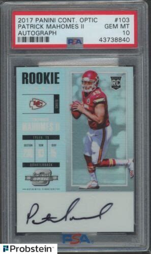 Contenders Optic Prizm Rookie Ticket Patrick Mahomes Ii Rc