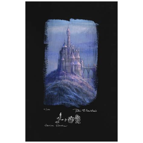 Beauty and the Beast Castle 13H×7W Disney Fine Art DLX Chiarograph by ...